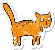 retro distressed sticker of a cartoon frightened cat vector