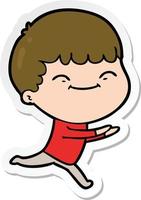 sticker of a cartoon happy boy vector