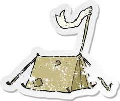 retro distressed sticker of a cartoon traditional tent vector