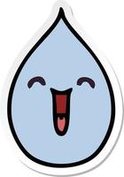 sticker of a quirky hand drawn cartoon emotional rain drop vector