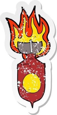 retro distressed sticker of a cartoon burning bomb