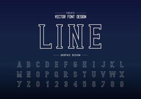 Line font and alphabet vector, Writing style typeface letter and number design, graphic text on background vector