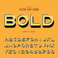 3D font and alphabet vector, Shadow bold typeface letter and number design, Graphic text on background vector