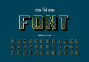 Halftone circle font and bold alphabet vector, Digital writing typeface and number design vector