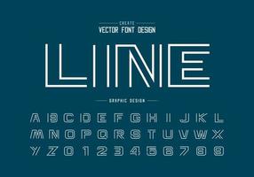 Line bold font and alphabet vector, Design typeface letter and number, Graphic text on background vector