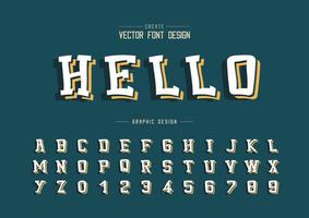 Cartoon font and alphabet vector, Line Typeface and number design, Graphic text on background vector