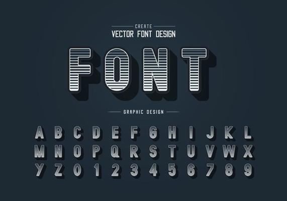 Line font and alphabet vector, Digital style typeface letter and number design