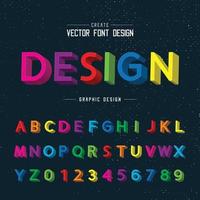 3D Font color and alphabet vector, Writing Design typeface and number, Script Graphic text on background vector