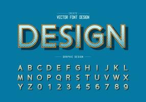 Halftone hexagon font and alphabet vector, Digital design typeface and number vector