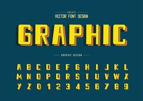 Bold Font and alphabet vector, Line typeface and number design, Graphic text on background vector