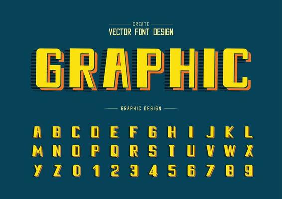 Bold Font and alphabet vector, Line typeface and number design, Graphic text on background