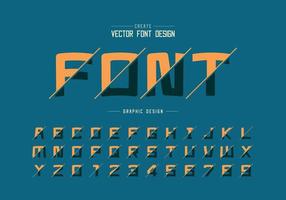 Sliced cartoon font and alphabet vector, Square typeface letter and number design, Graphic text on background vector