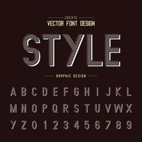 Font and alphabet vector, Line style typeface letter and number design, graphic text on background vector