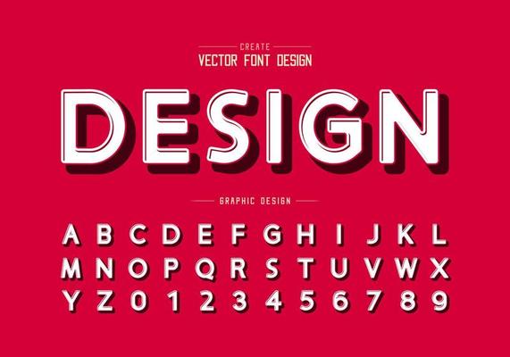 black shadow font and round alphabet vector, Design typeface and number