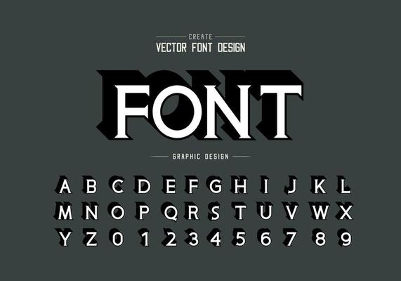 Shadow font and alphabet vector, Idea typeface letter and number design
