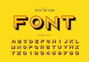 Halftone circle font and alphabet vector, Digital bold typeface letter and number design vector