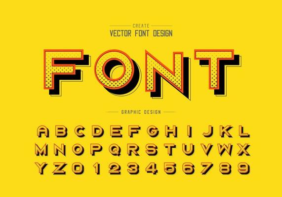 Halftone circle font and alphabet vector, Digital bold typeface letter and number design
