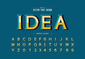 Gold font and alphabet vector, Shadow golden idea typeface letter and number design vector