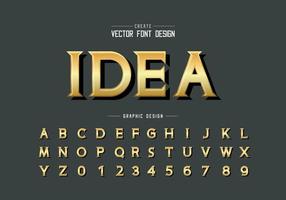 fuente de oro y vector alfabético, diseño de letra y número de tipo de letra de idea dorada