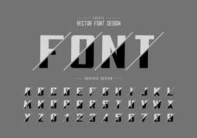 Sliced bold font and alphabet vector, Writing typeface and number design, Graphic text on background vector