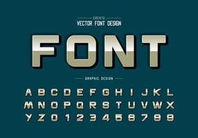 Gradient round font and reflective alphabet vector, Design typeface letter and number vector