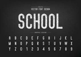 Sketch Font and alphabet vector, Chalk Letter typeface and number design, Graphic text on background vector