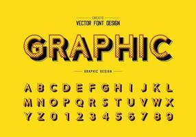 Halftone font and alphabet vector, Digital design typeface and number, Graphic text on background vector