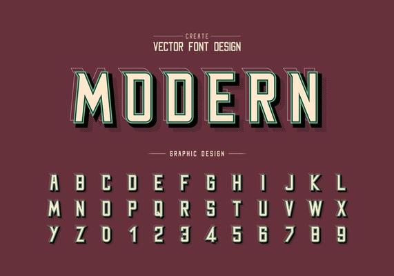 Shadow and line Font vector, Alphabet modern Typeface and letter number design, Graphic text on background