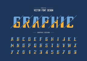 Sliced bold Font and alphabet vector, typeface and number design, Graphic text on background vector