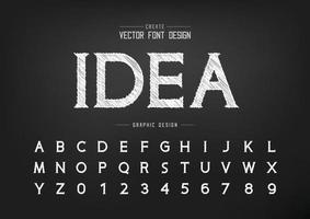 Sketch Font and alphabet vector, Chalk Idea typeface letter and number design, Graphic text on background vector