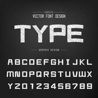 Sketch Cartoon font and alphabet vector, Chalk Square typeface letter and number Graphic text design vector
