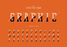 Sliced font and alphabet vector, Typeface and number design, Graphic text on background vector
