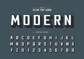 Shadow font and alphabet vector, Bold Modern Typeface and letter number design vector