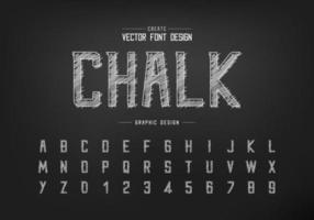Chalk font and alphabet vector, Hand draw modern typeface and letter number design vector