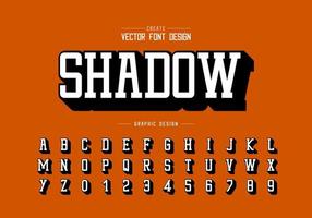 Shadow font and alphabet vector, Typeface and number design, Graphic text on background vector