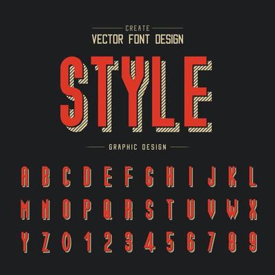 Font and alphabet vector, Style tall typeface letter and number design, Graphic text on background