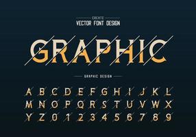 Sliced font and alphabet vector, Idea typeface letter and number design, Graphic text on background vector