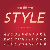 Font and alphabet vector, Gold style letter design and graphic text on red background vector