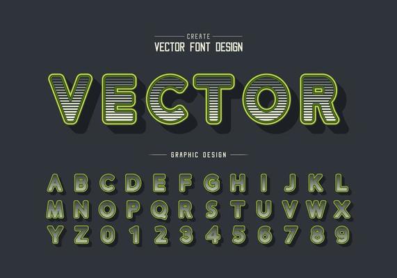 Line font and round alphabet vector, Digital design typeface and number, Graphic text on background