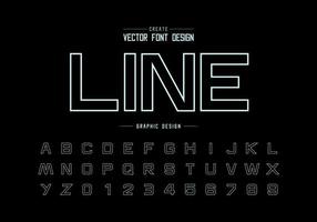 Line font and alphabet vector, Design typeface letter and number, Graphic text on background vector