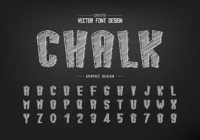 Chalk font and cartoon alphabet vector, Hand draw tall typeface letter and number design vector