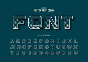 Halftone circle font and bold alphabet vector, Digital design typeface letter and number vector