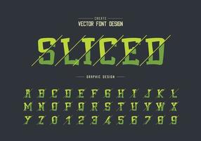 Sliced cartoon font and alphabet vector, Typeface and number design, Graphic text on background vector