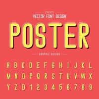 Texture font and grunge alphabet vector, Poster letter and number design, Graphic text on red background vector