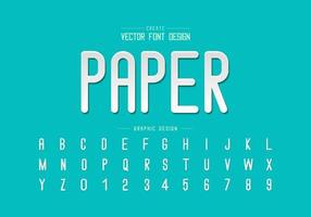 Paper cut font and alphabet vector, Letter style typeface and number design vector