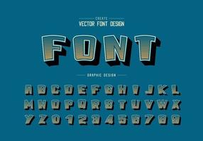 Line font and cartoon alphabet vector, Digital bold typeface and number design, Graphic text on background vector