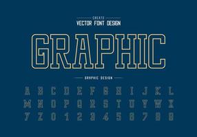 Line font and alphabet vector, Typeface and number design, Graphic text on background vector