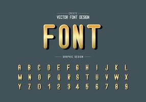 Gold font and alphabet vector, Golden letter style typeface and number design, Graphic text on background vector