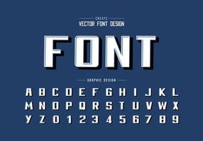 Bold Font and black shadow alphabet vector, Writing typeface and number design, Graphic text on background vector