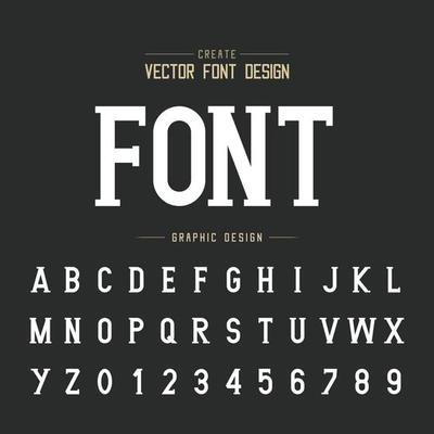 Font and alphabet vector, Writing style typeface letter and number design, graphic text on background